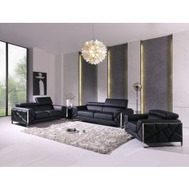 903 Divanitalia 3-Piece Sofa Set with Adjustable Headrest in Top-grain Italian Leather