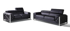 903 Divanitalia 2-Piece Sofa Set with Adjustable Headrest in Top-grain Italian Leather - Black - SKU 903- BLACK 2PC (S/L) - GROUP - view 2