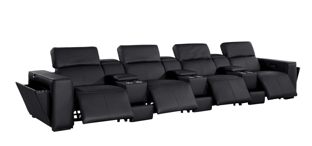 1224 Divanitalia 7-Piece Modular Power Reclining Sofa in Top Grain Italian Leather with 4 Power Recliners & Power Headrests