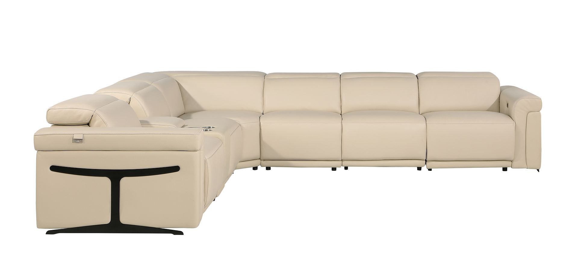 1126 Divanitalia 7-Piece L-Shaped Sectional Sofa in Top Grain Italian Leather with 3 Power Recliners & Power Headrests
