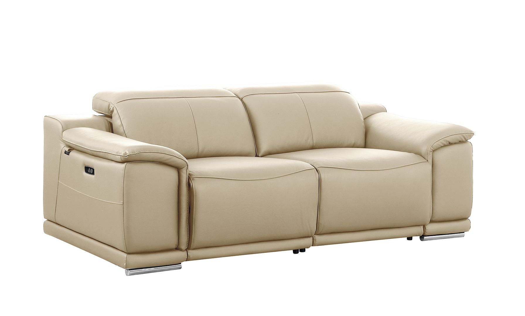 9762 Divanitalia 2-Piece Modular Power Reclining Console with 2 Power Recliners in Top Grain Italian Leather