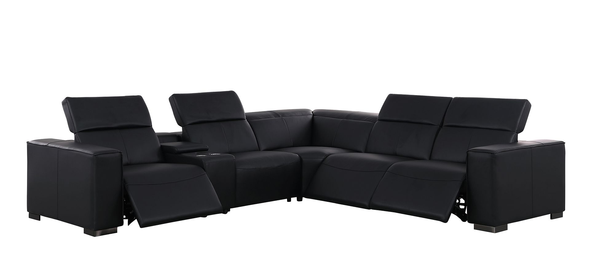 1208 6-Piece L-Shaped Leather Reclining Sectional Sofa with 3 Power Recliners