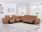 9762 Divanitalia 7-Piece L-Shaped Top Grain Italian Leather Sectional Sofa with 4 Power Recliners