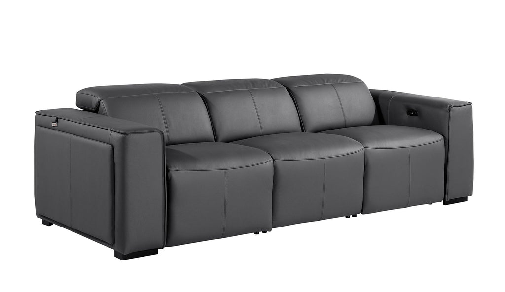 1224 Divanitalia 3-Piece Modular Power Reclining Sofa in Top Grain Italian Leather with 2 Power Recliners & Power Headrests