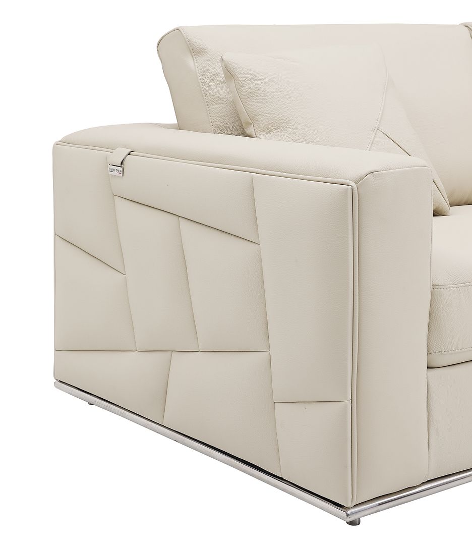 998 Divanitalia Cream Right Arm Facing Sectional Sofa in Top-grain Italian Leather - Beige - SKU 998-Sectional-RAF-CHAISE-CREAM - view 8