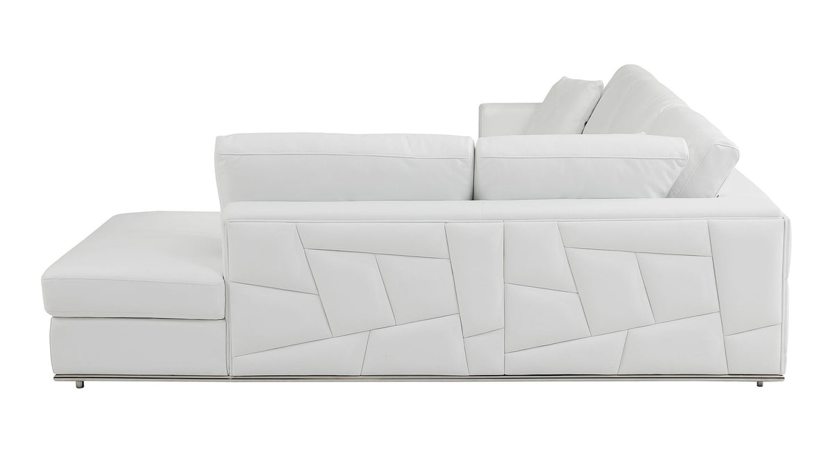 998 Divanitalia Cream Right Arm Facing Sectional Sofa in Top-grain Italian Leather - White - SKU 998-Sectional-RAF-CHAISE-WHITE - view 10