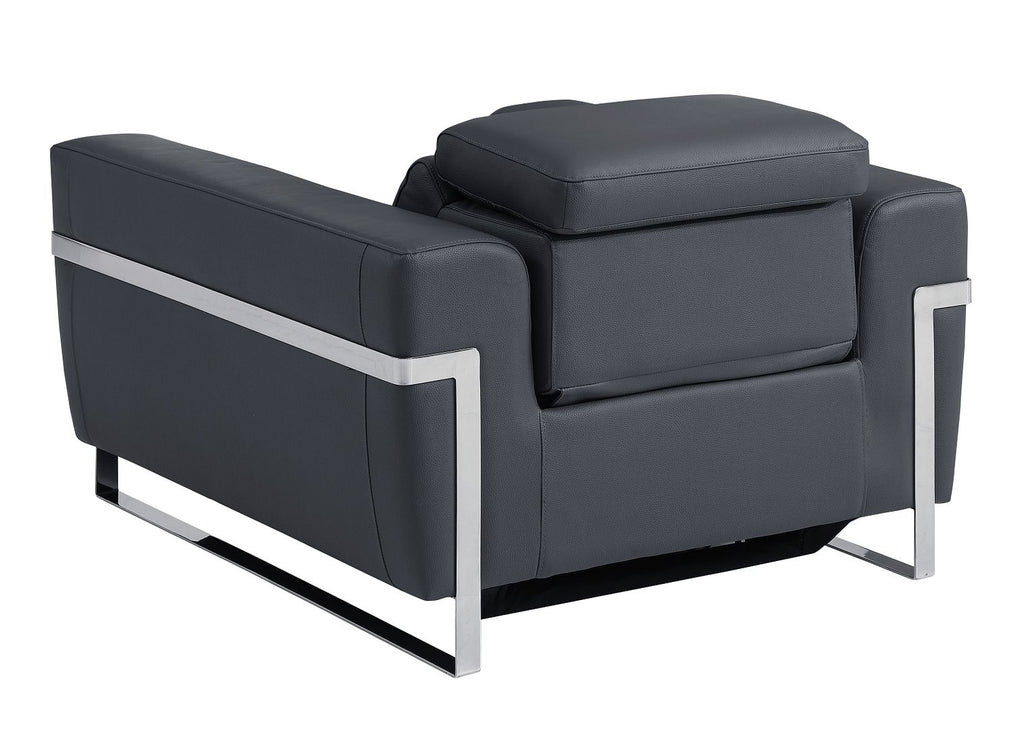 990 Divanitalia Power Reclining Arm Chair with Power Headrest in Top-grain Italian Leather - Dark Grey - SKU 990-DK-GRAY-CH - view 3