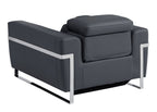 990 Divanitalia Power Reclining Arm Chair with Power Headrest in Top-grain Italian Leather - Dark Grey - SKU 990-DK-GRAY-CH - view 3