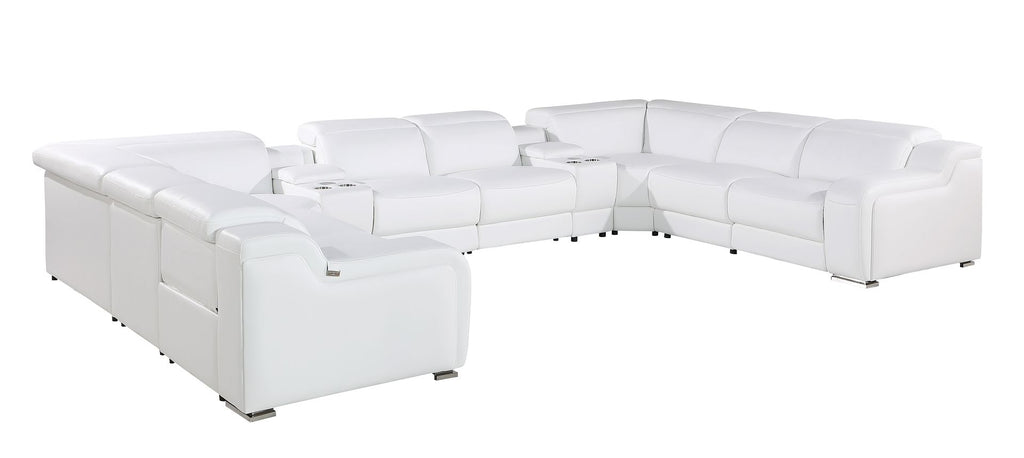 1116 Divanitalia 10-Piece U-Shaped Sectional Sofa in Top Grain Italian Leather with 4 Power Recliners & Power Headrests - White - SKU 1116-WHITE-10PC-4PWR-U-SECTIONAL-GROUP - view 4