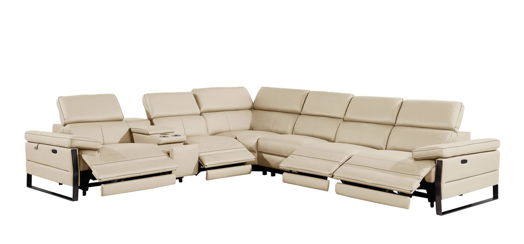 1246 Divanitalia 7-Piece L-Shaped Modular Power Reclining Sectional Sofa with 4 Power Recliners and Power Headrests - Top Grain Italian Leather