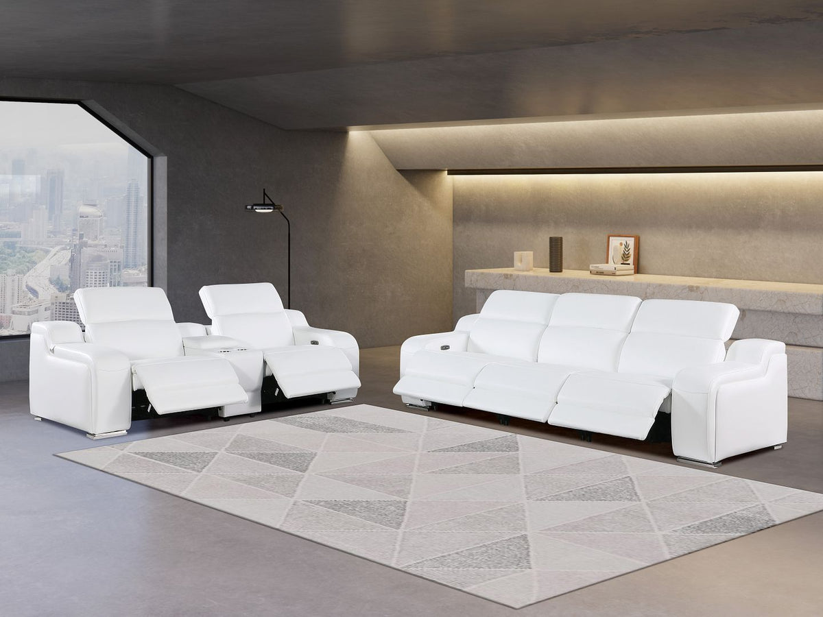 1116 DivanItalia 6-Piece Modular Power Reclining Sofa and Console Loveseat Set in Top Grain Italian Leather with 5 Power Recliners & Power Headrests - White - SKU 1116-WHITE-6.5-HT - view 2