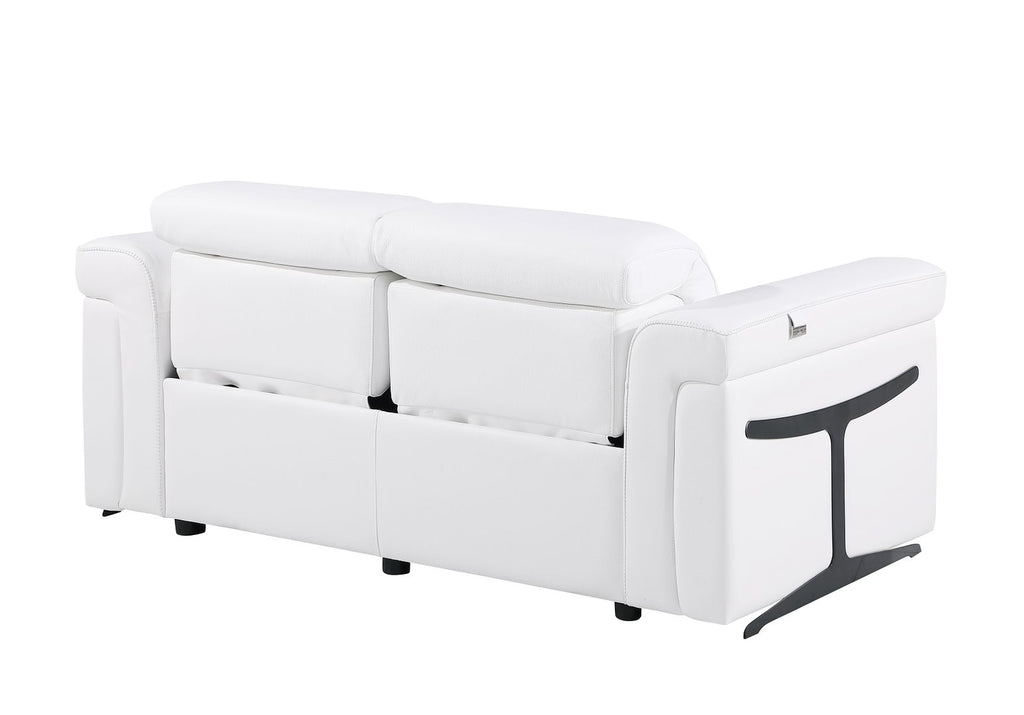 1126 Divanitalia Power Reclining Loveseat in Top Grain Italian Leather with 2 Power Recliners & Power Headrests