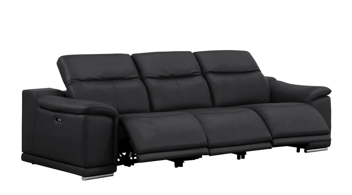 2679 Power Reclining Sofa, Console Loveseat & Chair Set in Genuine Leather - 5 Recliners - Black - SKU 2679-BLACK-7.5-HT-3PC - view 3