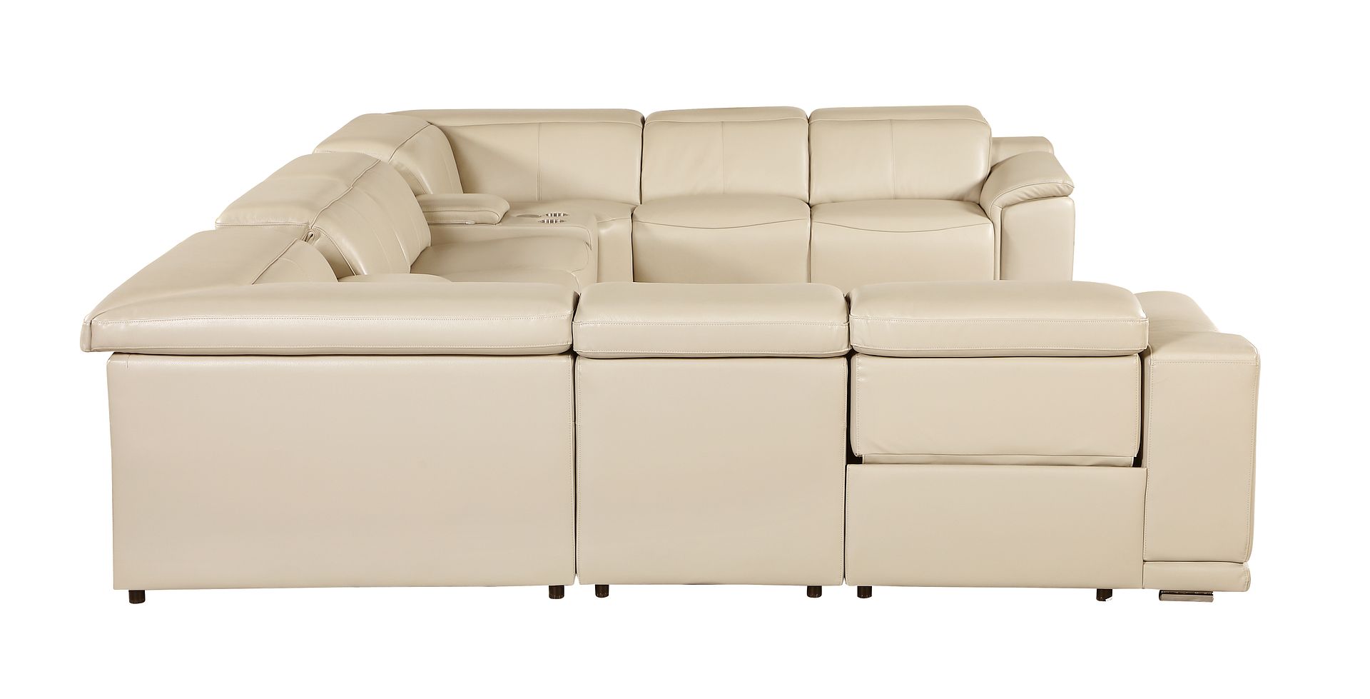 9762 Divanitalia 10-Piece U-Shaped Top Grain Italian Leather Sectional Sofa with 4 Power Recliners