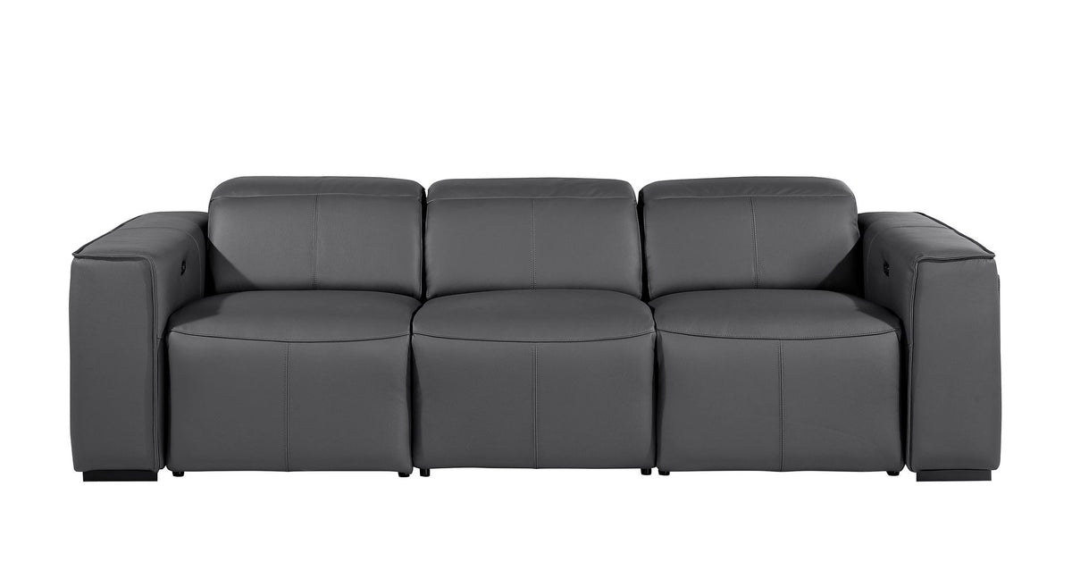 1224 Divanitalia 5-Piece Modular Power Reclining Sofa and Loveseat Set in Top Grain Italian Leather with 4 Power Recliners & Power Headrests - Dark Grey - SKU 1224-DK-GREY-5.4-HT-2PC - view 5
