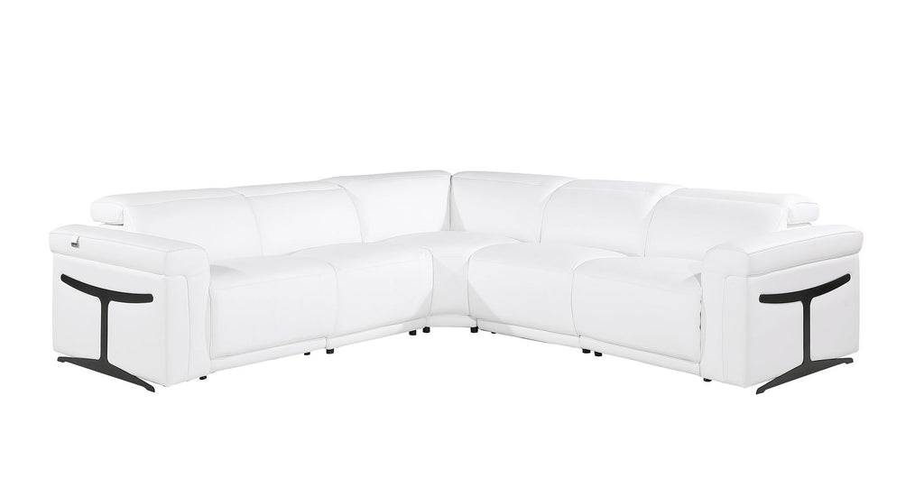 1126 Divanitalia 5-Piece L-Shaped Sectional Sofa in Top Grain Italian Leather with 3 Power Recliners & Power Headrests - White - SKU 1126-WHITE-SEC-5PC-3PWR-SECTIONAL-GROUP - view 2