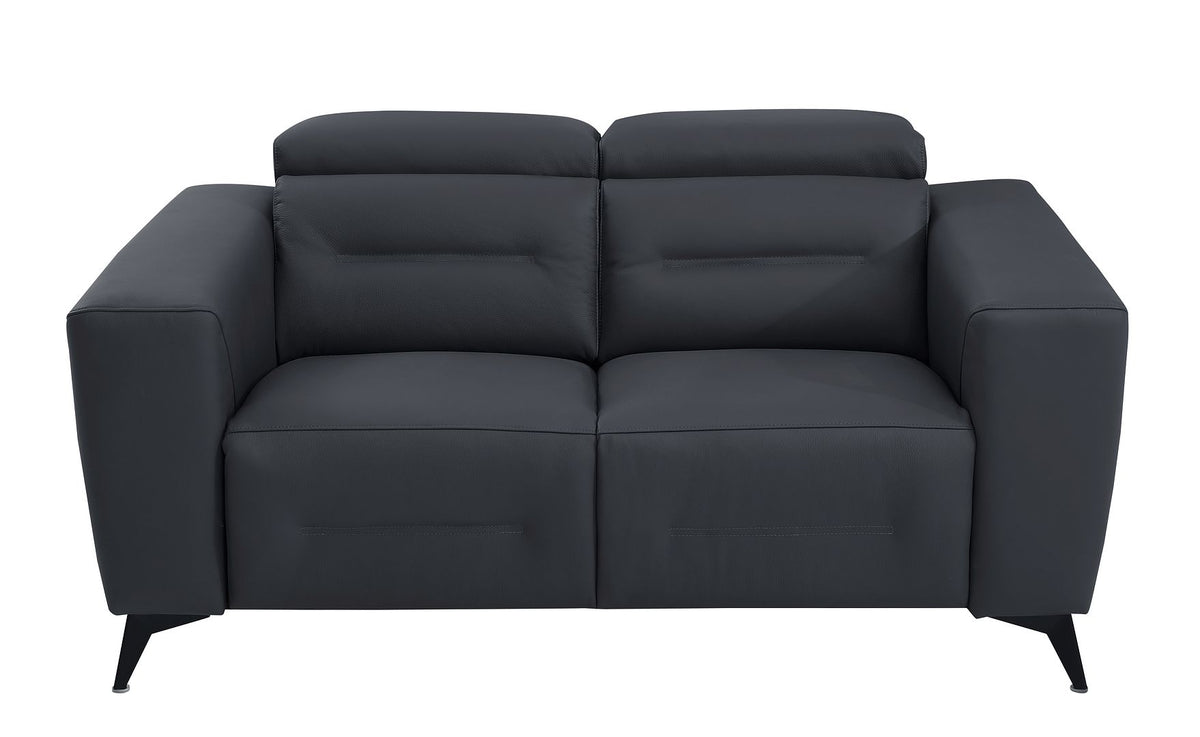 989 Divanitalia Power Reclining Loveseat with Power Headrest in Top-grain Italian Leather - Dark Grey - SKU 989-DK-GRAY-L