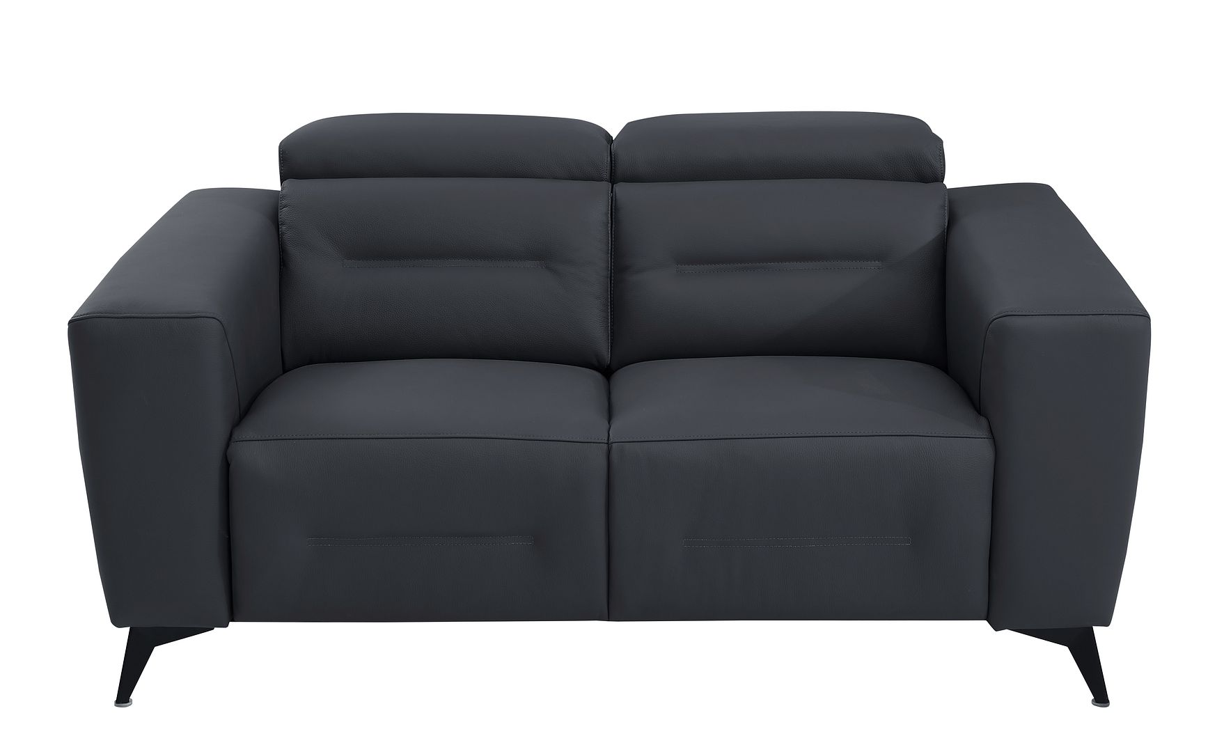 989 Divanitalia Power Reclining Loveseat with Power Headrest in Top-grain Italian Leather - Dark Grey