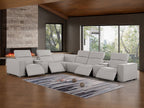 1208 8 Piece L-Shaped Leather Sectional Sofa with 4 Power Recliners & Power Headrests