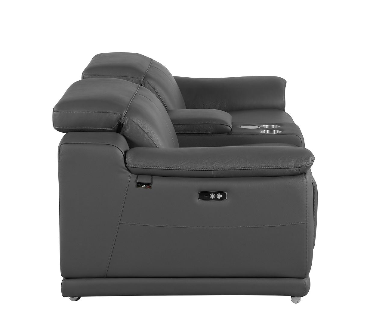 9762 Divanitalia 3-Piece Modular Power Reclining Console Loveseat with 2 Power Recliners in Top Grain Italian Leather