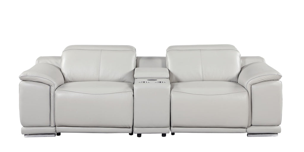 9762 Divanitalia 3-Piece Modular Power Reclining Console Loveseat with 2 Power Recliners in Top Grain Italian Leather