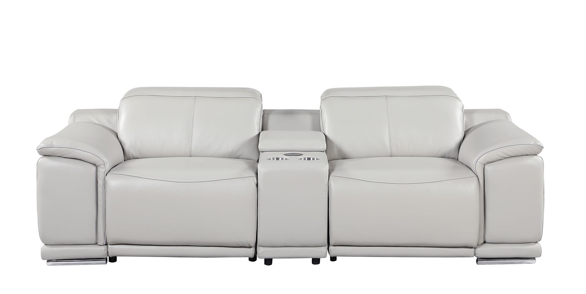 9762 Divanitalia 3-Piece Modular Power Reclining Console Loveseat with 2 Power Recliners in Top Grain Italian Leather