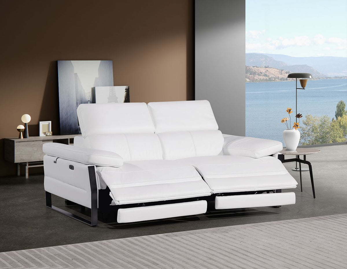 1246 Divanitalia Top Grain Italian Leather Loveseat with Power Headrest - White - SKU 1246-WHITE-2.2-HT - view 2