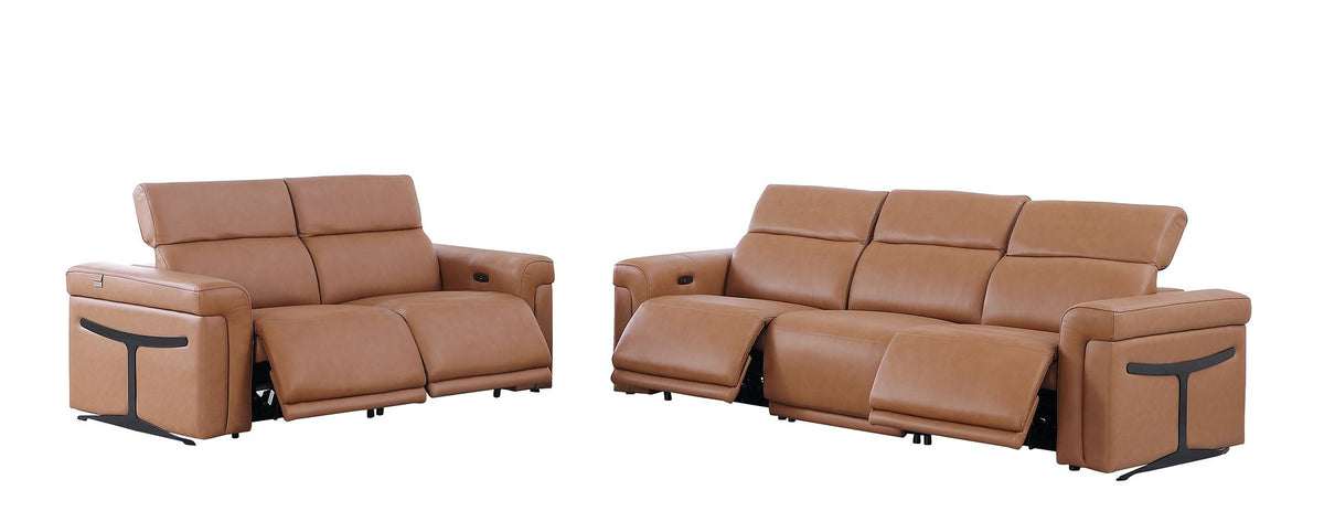 1126 Divanitalia 5-Piece Modular Power Reclining Sofa and Loveseat Set in Top Grain Italian Leather with 4 Power Recliners & Power Headrests - Cognac - SKU 1126-COGNAC-5.4-HT-2PC - view 4