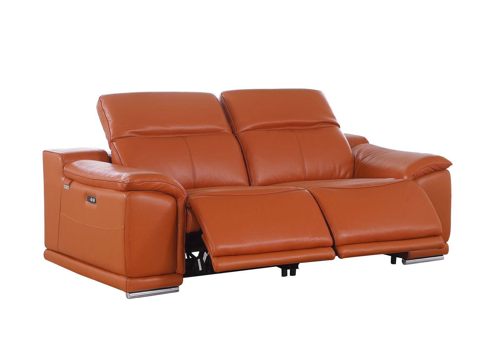 9762 Divanitalia 2-Piece Modular Power Reclining Console with 2 Power Recliners in Top Grain Italian Leather