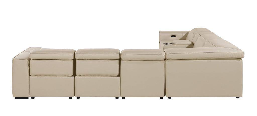 1224 Divanitalia 7-Piece L-Shaped Sectional Sofa in Top Grain Italian Leather with 4 Power Recliners & Power Headrests