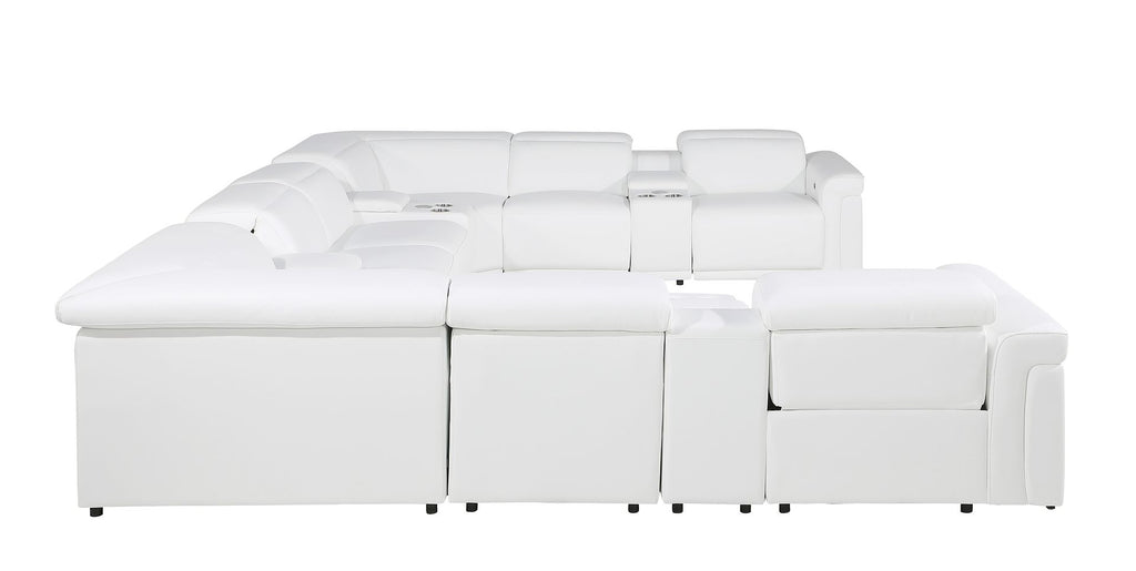 1126 Divanitalia 12-Piece U-Shaped Sectional Sofa in Top Grain Italian Leather with 4 Power Recliners & Power Headrests - White - SKU 1126-WHITE-12PC-4PWR-U-SECTIONAL-GROUP - view 6