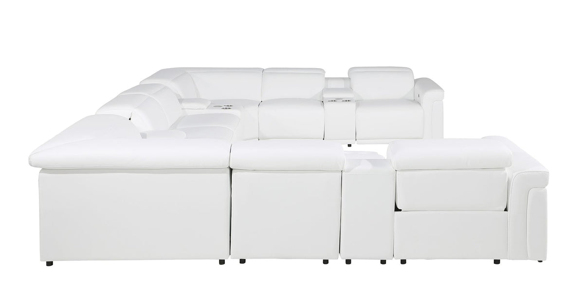 1126 Divanitalia 12-Piece U-Shaped Sectional Sofa in Top Grain Italian Leather with 4 Power Recliners & Power Headrests - White - SKU 1126-WHITE-12PC-4PWR-U-SECTIONAL-GROUP - view 6