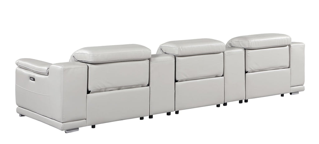 9762 Divanitalia 5-Piece Modular Power Reclining Sofa and Loveseat Set with 3 Power Recliners in Top Grain Italian Leather