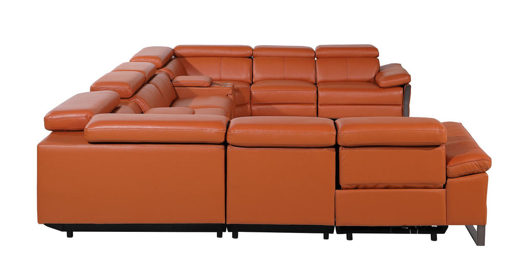 1246 Divanitalia 10-Piece U-Shaped Modular Power Reclining Sectional Sofa with 4 Power Recliners and Power Headrests - Top Grain Italian Leather