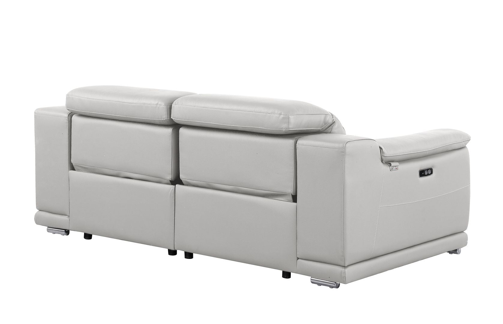 9762 Divanitalia 2-Piece Modular Power Reclining Console with 2 Power Recliners in Top Grain Italian Leather
