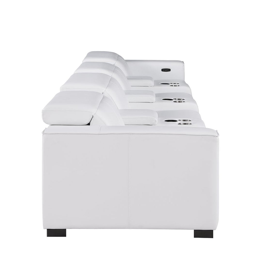1208 7 Piece Leather Sofa with 4 Power Recliners and Power Headrests - White - SKU 1208-WHITE-S-7.4-HT - view 8