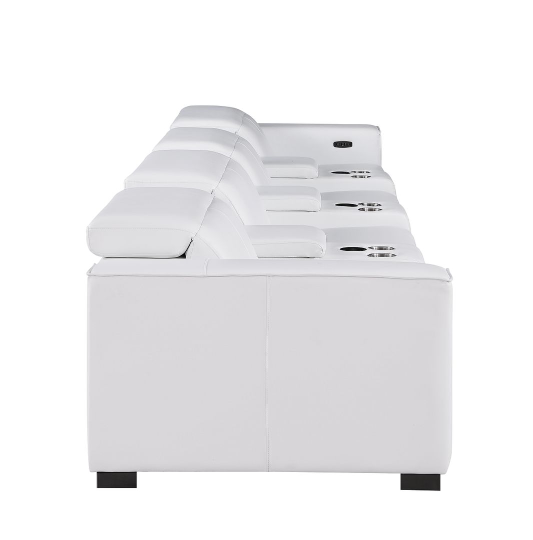 1208 7 Piece Leather Sofa with 4 Power Recliners and Power Headrests - White - SKU 1208-WHITE-S-7.4-HT - view 8