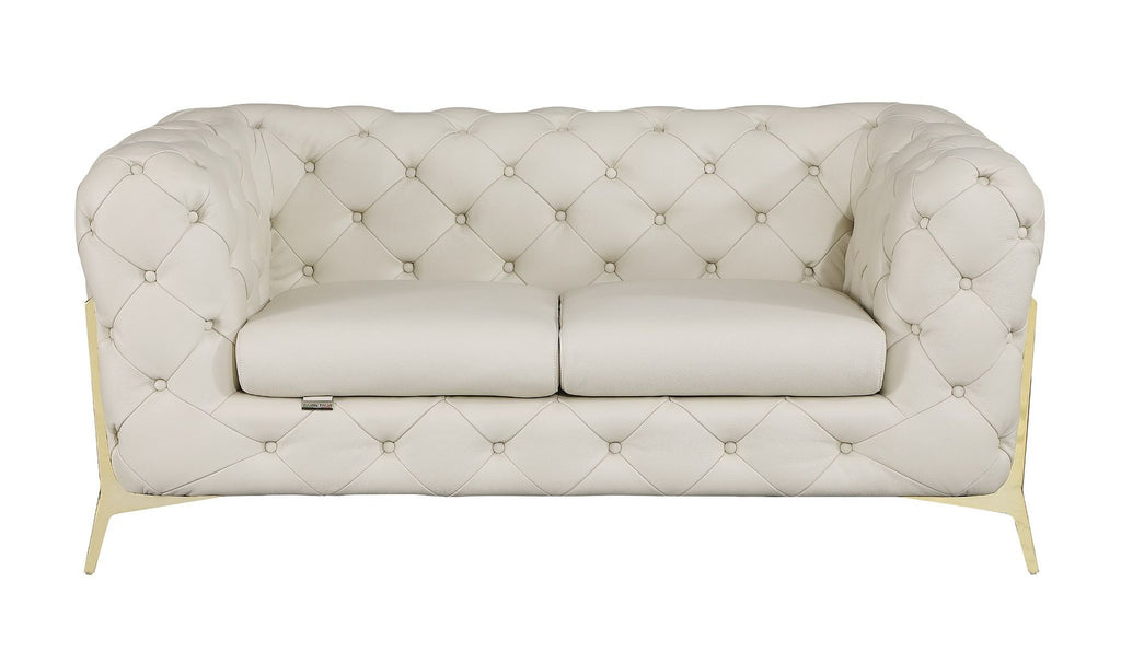 970 Divanitalia 2-Piece Sofa Set in Top-grain Italian Leather - Cream - SKU 970- CREAM 2PC (S/L) - GROUP - view 2