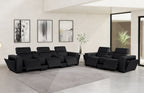 1224 Divanitalia 8-Piece Modular Power Reclining Sofa & Loveseat Set in Top Grain Italian Leather with 5 Power Recliners & Power Headrests - Black - SKU 1224-BLACK-8.5-HT-2PC - view 2