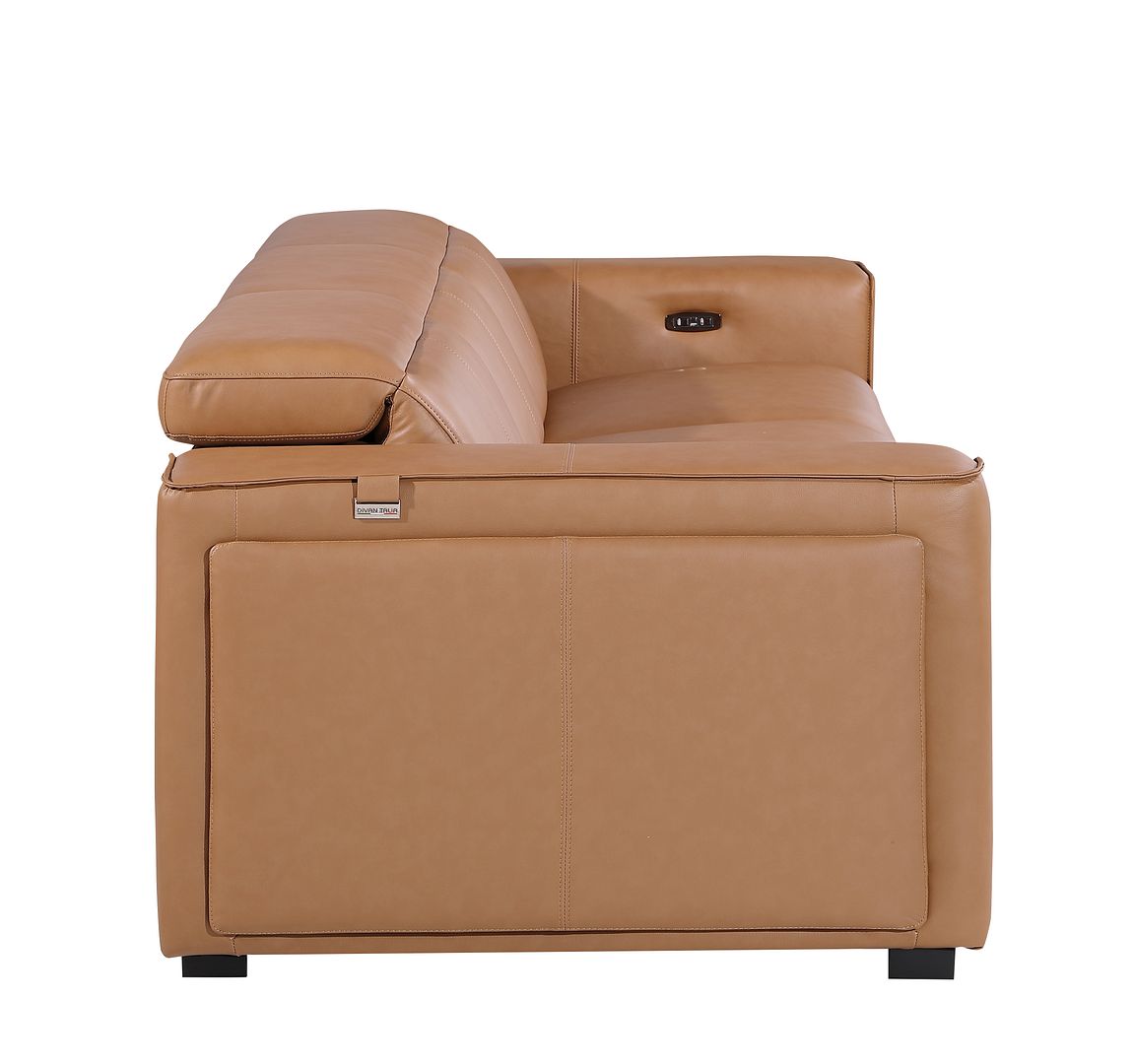 1224 Divanitalia 3-Piece Modular Power Reclining Sofa in Top Grain Italian Leather with 2 Power Recliners & Power Headrests