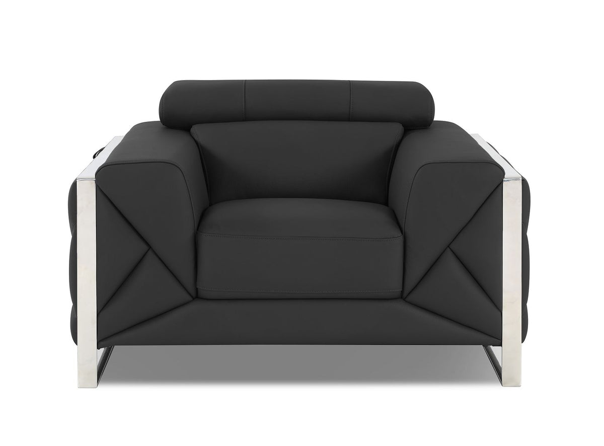 903 Divanitalia Chair with Adjustable Headrest in Top-grain Italian Leather - Dark Grey - SKU 903-CH-DARK GRAY