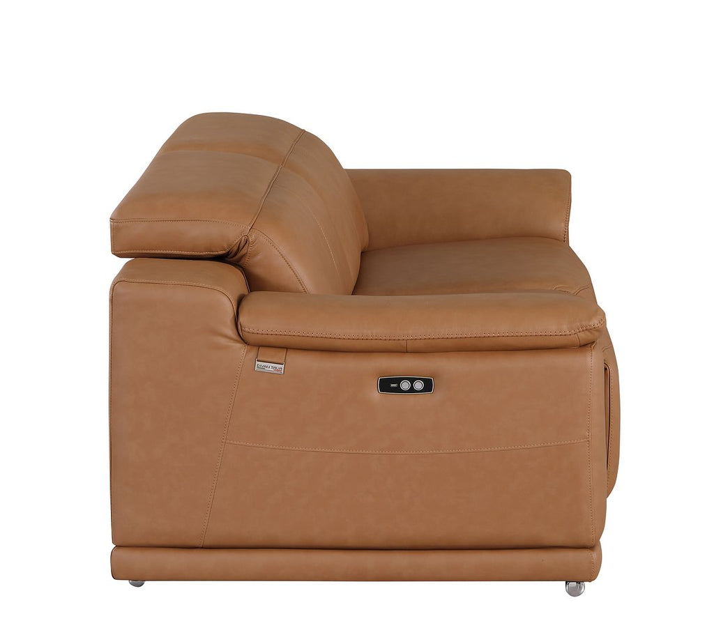 9762 Divanitalia 2-Piece Modular Power Reclining Console with 2 Power Recliners in Top Grain Italian Leather
