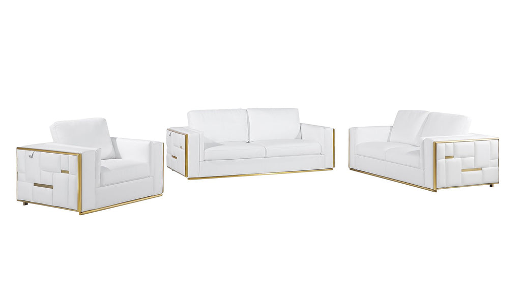 1130 Divanitalia 3-Piece Sofa Set in Top-grain Italian Leather - White - SKU 1130-WHITE-3PC - view 2