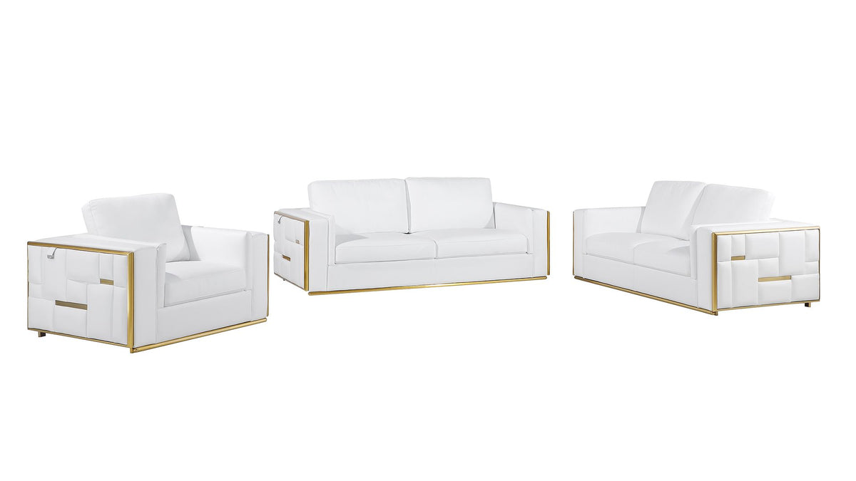 1130 Divanitalia 3-Piece Sofa Set in Top-grain Italian Leather - White - SKU 1130-WHITE-3PC - view 2