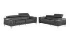 1140 Divanitalia 2-Piece Sofa Set with Adjustable Headrest in Top-grain Italian Leather - Dark Grey - SKU 1140-DK-GREY-2PC - view 2