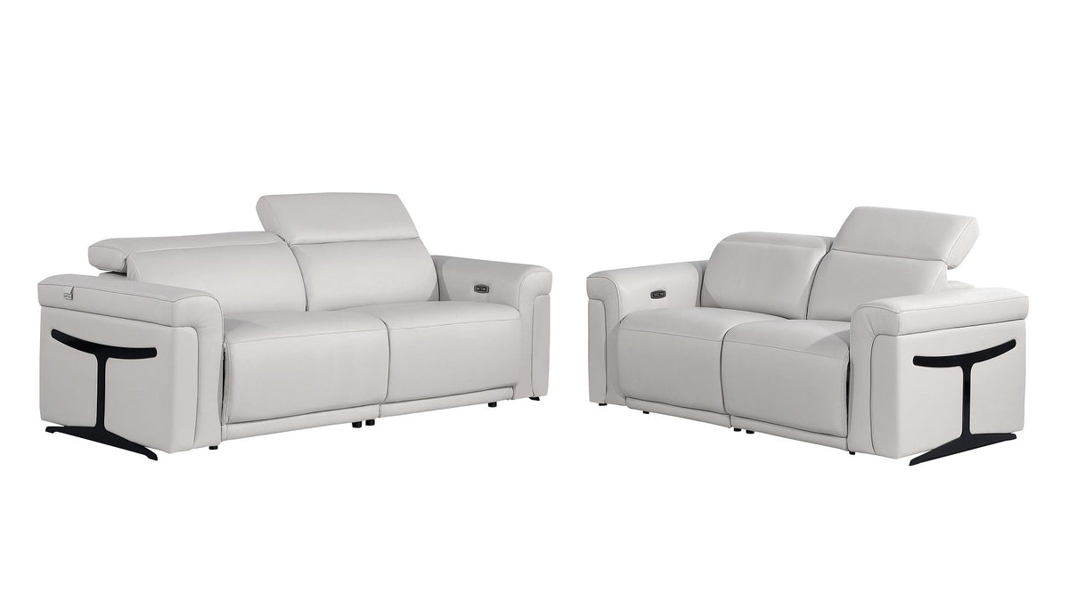 1126 Divanitalia Power Reclining Sofa and Loveseat Set in Top Grain Italian Leather with 4 Power Recliners & Power Headrests - Dark Grey - SKU 1126-LIGHT GREY-2PC - view 2