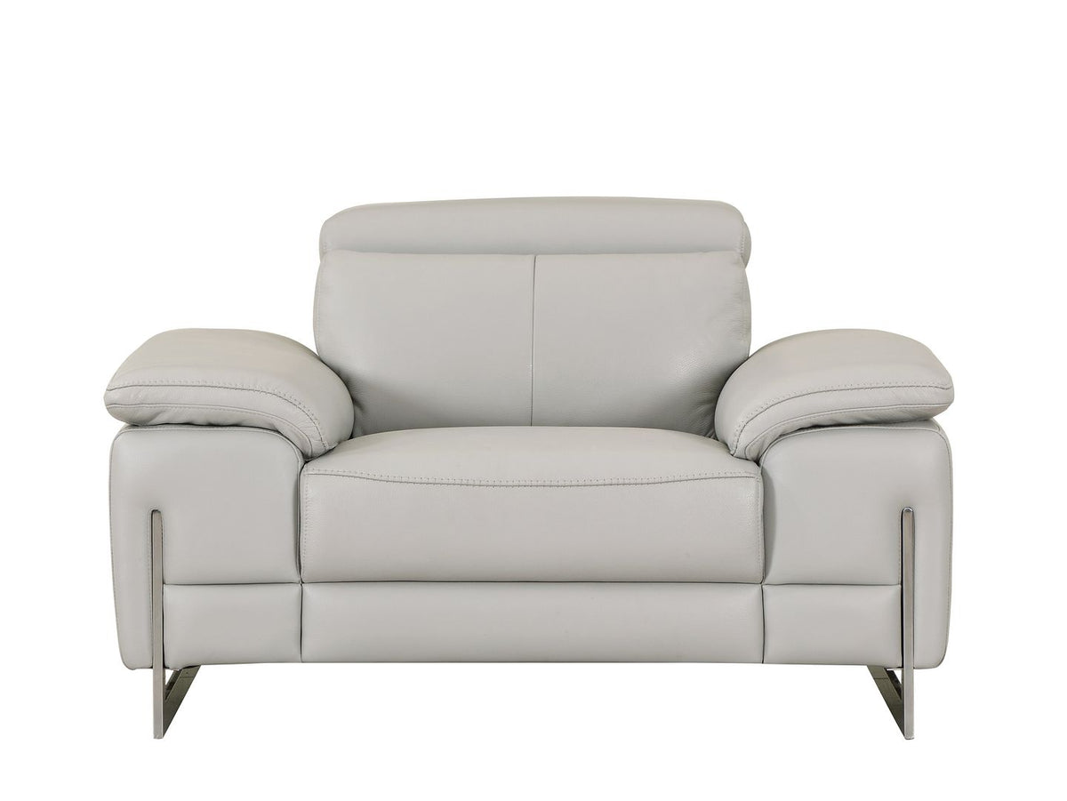 636 Divanitalia Chair with Adjustable Headrest in Top-grain Italian Leather - Light Grey - SKU 636-CH-LIGHT GRAY