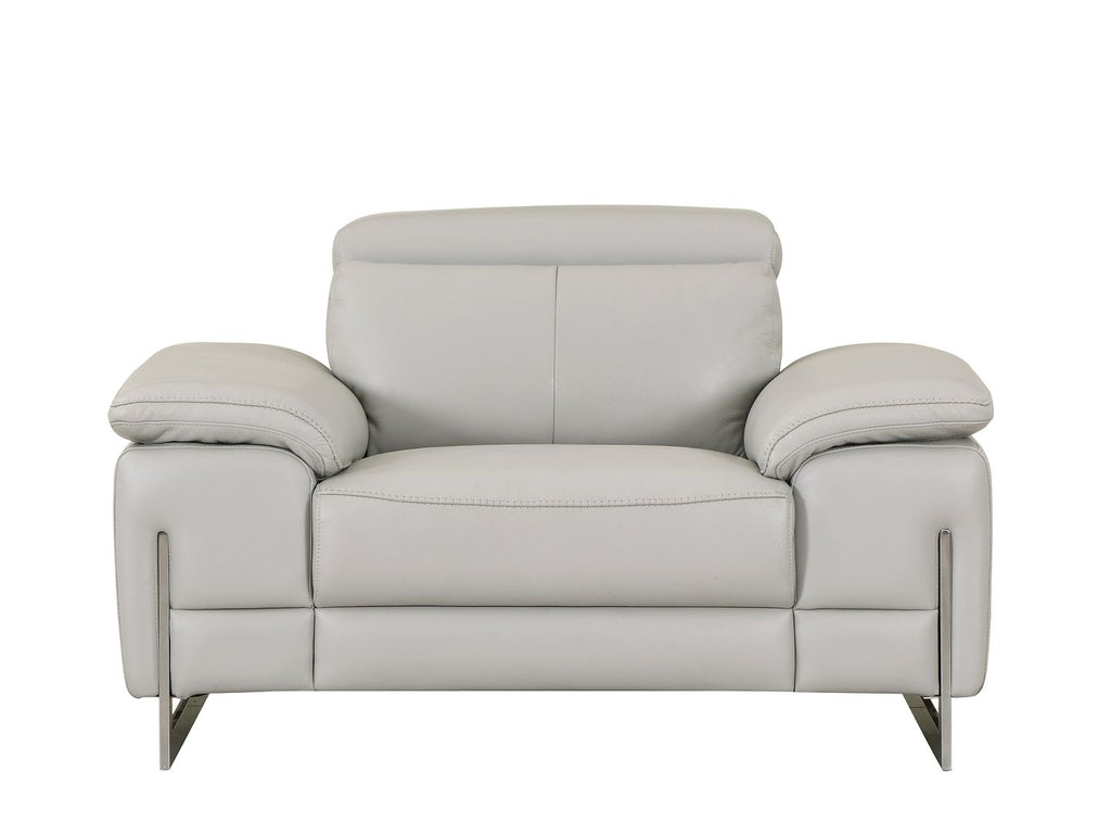 636 Divanitalia Light Gray Chair with Adjustable Headrest in Top-grain Italian Leather - Light Grey