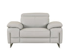 636 Divanitalia Light Gray Chair with Adjustable Headrest in Top-grain Italian Leather - Light Grey