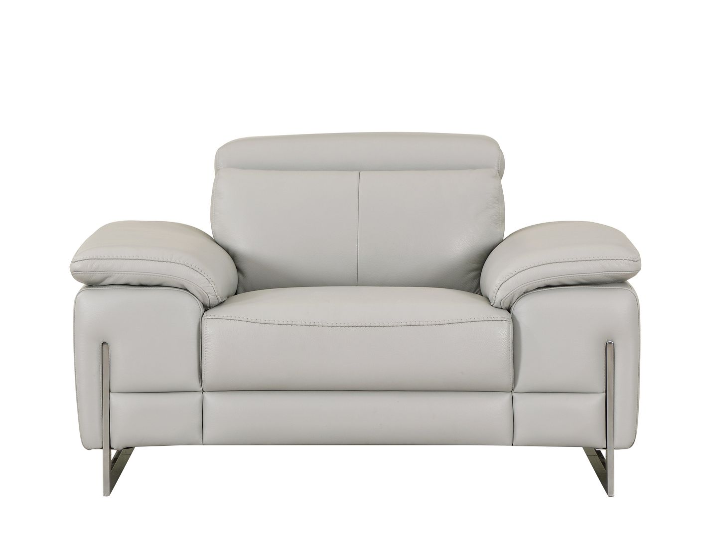 636 Divanitalia Light Gray Chair with Adjustable Headrest in Top-grain Italian Leather - Light Grey